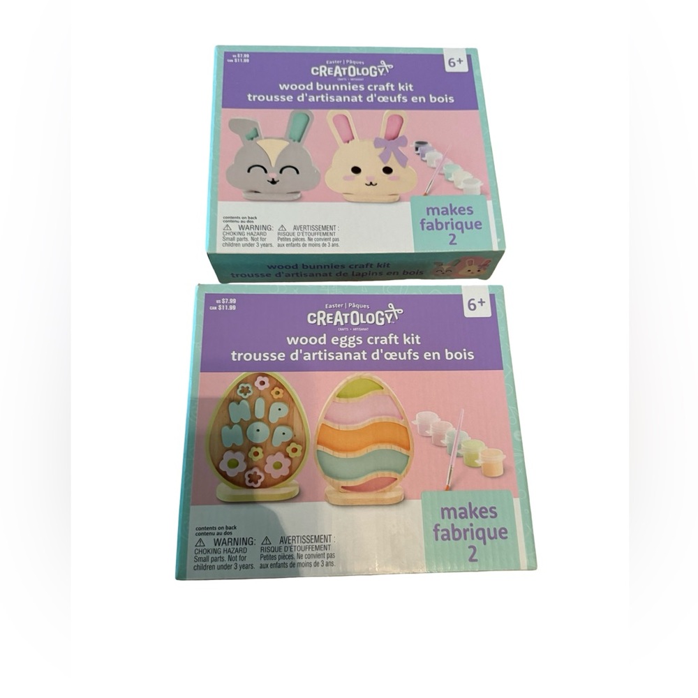 Creatology Easter Wooden Bunny & Egg Craft Kits 2pc set New in Box